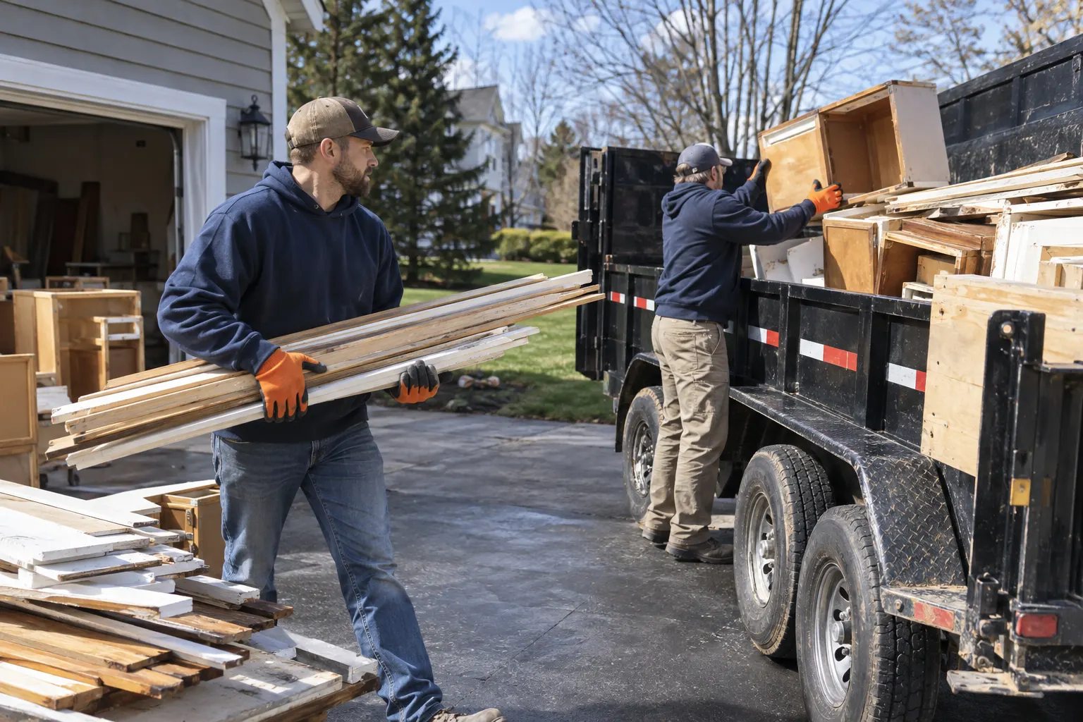 Sorting Lumber and Wood Debris Before Hauling
